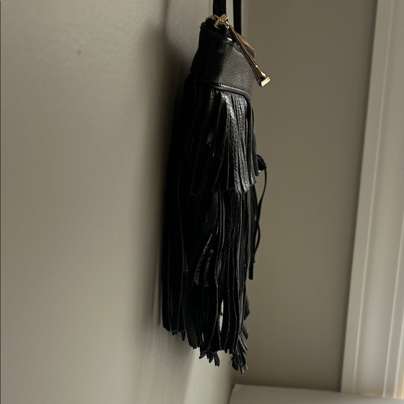 Visually Vintage 2 Black Leather Fringe Crossbody Bag - Picture 3 of 9